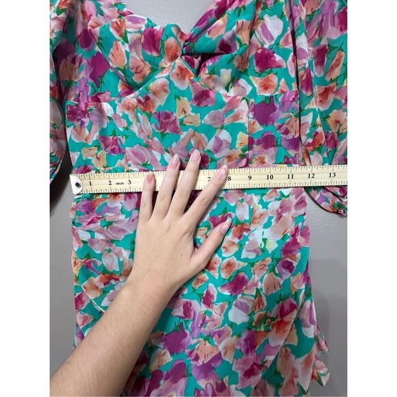 NWOT HELLO MOLLY Vivid Lights Ruched Floral Sweetheart Mini Dress Women's XS - Picture 11 of 14